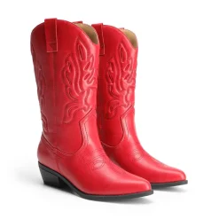 Women’s Embroidered Pointed-Toe Mid-Calf Western Boots