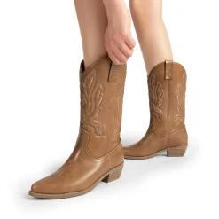 Women’s Embroidered Pointed-Toe Mid-Calf Western Boots