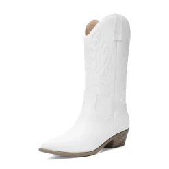 Women’s Embroidered Pointed-Toe Mid-Calf Western Boots