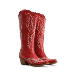 Women’s Embroidered Square Toe Western Cowboy Boots with Zipper