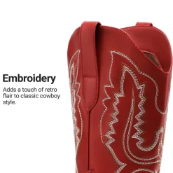 Women’s Embroidered Square Toe Western Cowboy Boots with Zipper