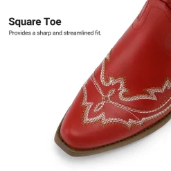 Women’s Embroidered Square Toe Western Cowboy Boots with Zipper