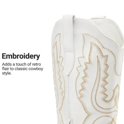 Women’s Embroidered Square Toe Western Cowboy Boots with Zipper