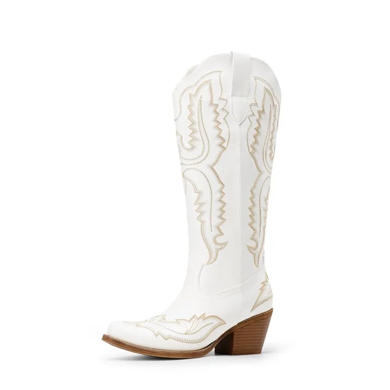 Women’s Embroidered Square Toe Western Cowboy Boots with Zipper