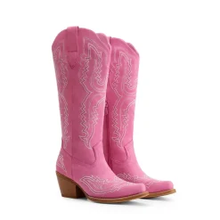 Women’s Embroidered Square Toe Western Cowboy Boots with Zipper