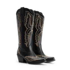 Women’s Embroidered Square Toe Western Cowboy Boots with Zipper