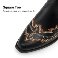 Women’s Embroidered Square Toe Western Cowboy Boots with Zipper