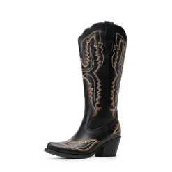 Women’s Embroidered Square Toe Western Cowboy Boots with Zipper