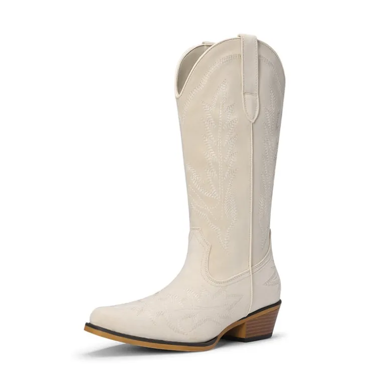 Women's Feather Embroidered Cowboy Boots