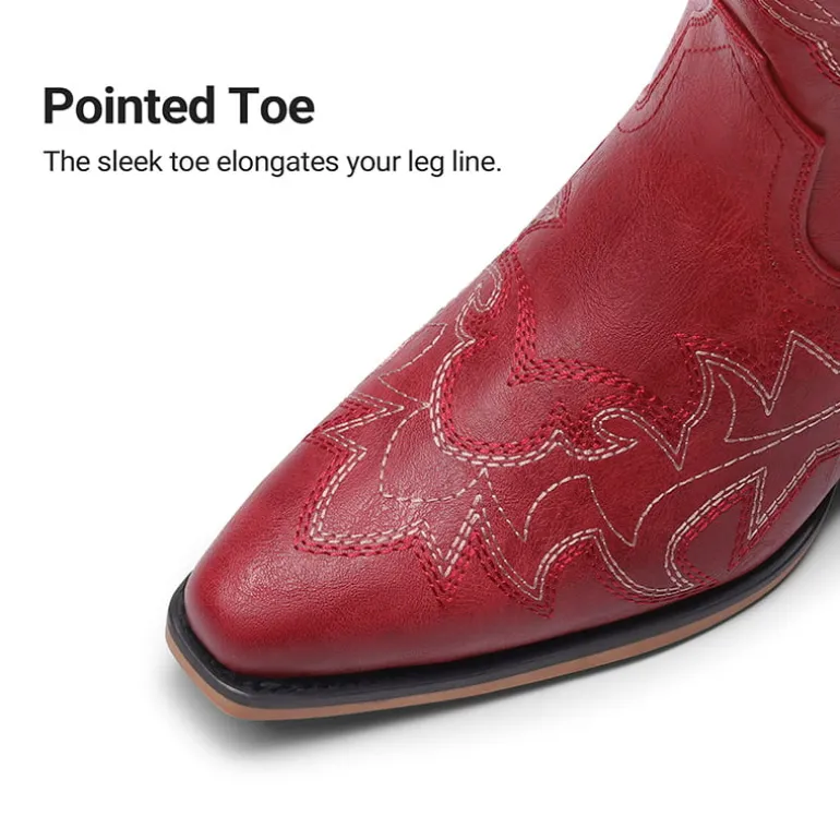Women's Feather Embroidered Cowboy Boots