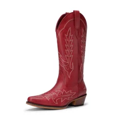 Women's Feather Embroidered Cowboy Boots