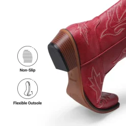 Women's Feather Embroidered Cowboy Boots