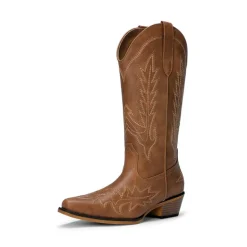 Women's Feather Embroidered Cowboy Boots