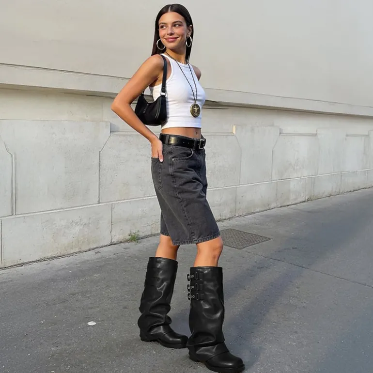 Women’s Knee-High Moto Boots