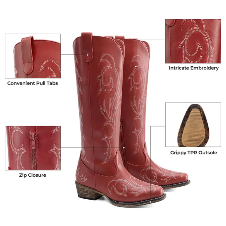 Women’s Knee-High Western Block Heel Boots