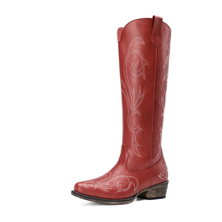 Women’s Knee-High Western Block Heel Boots