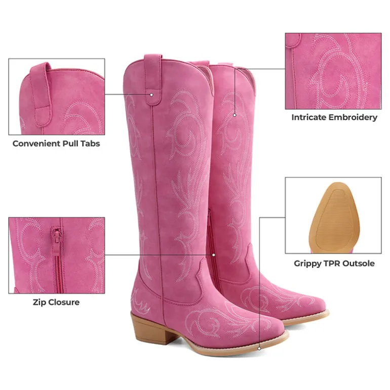 Women’s Knee-High Western Block Heel Boots