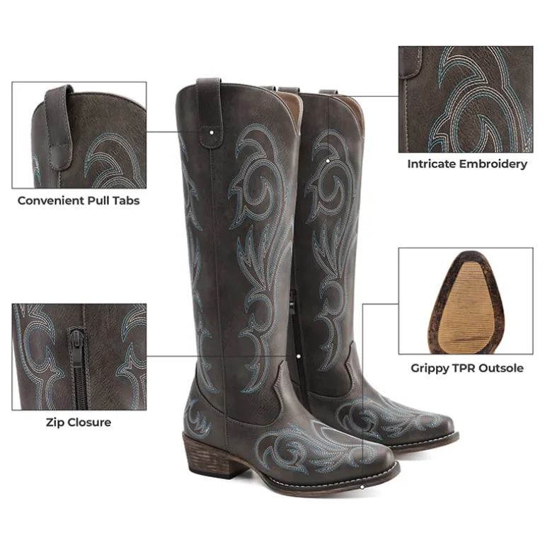 Women’s Knee-High Western Block Heel Boots