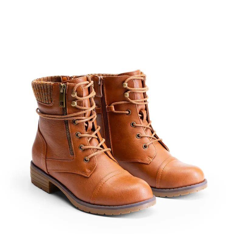 Women’s Knit-Cuff Moto Ankle Boots