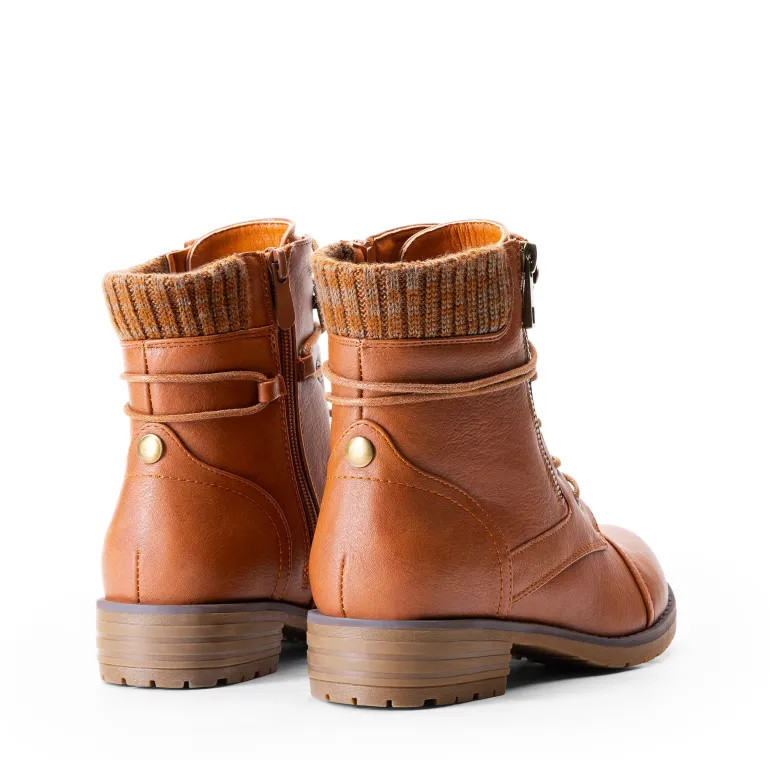 Women’s Knit-Cuff Moto Ankle Boots