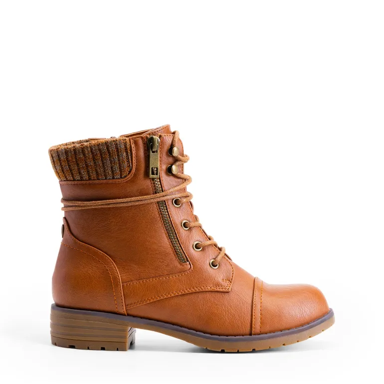 Women’s Knit-Cuff Moto Ankle Boots