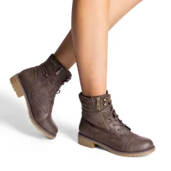 Women’s Knit-Cuff Moto Ankle Boots