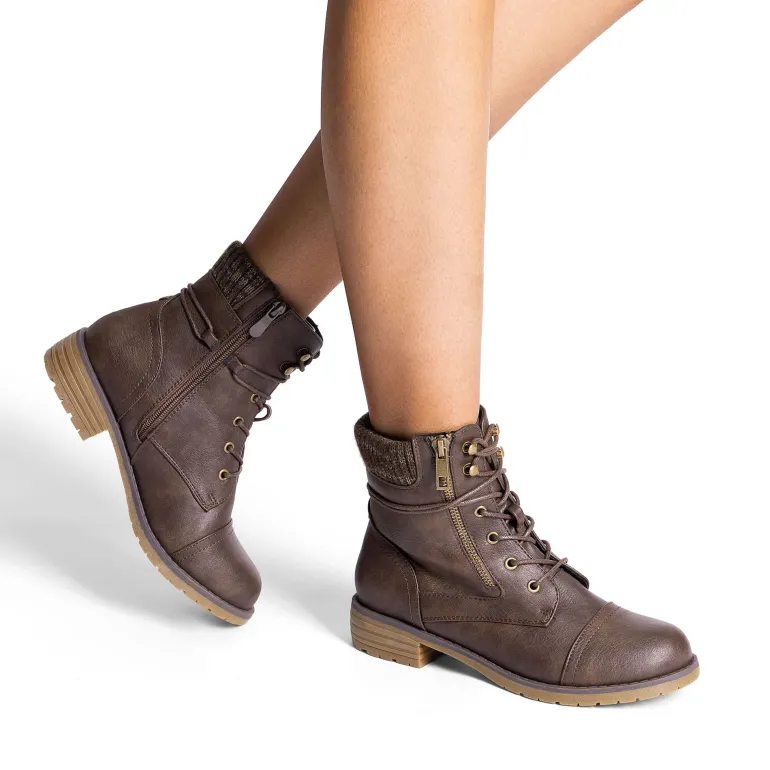 Women’s Knit-Cuff Moto Ankle Boots