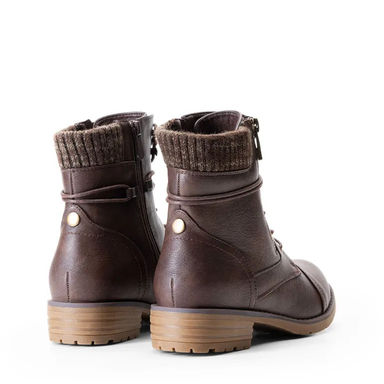 Women’s Knit-Cuff Moto Ankle Boots
