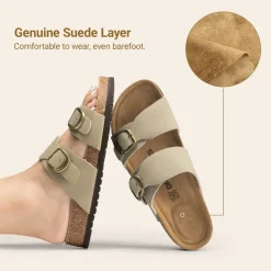 Women’s Leather Slip-On Sandals with Arch Support