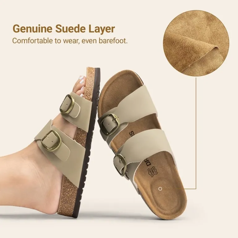 Women’s Leather Slip-On Sandals with Arch Support