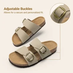 Women’s Leather Slip-On Sandals with Arch Support