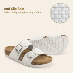 Women’s Leather Slip-On Sandals with Arch Support