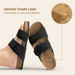Women’s Leather Slip-On Sandals with Arch Support