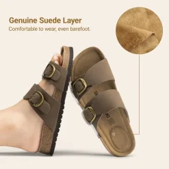 Women’s Leather Slip-On Sandals with Arch Support