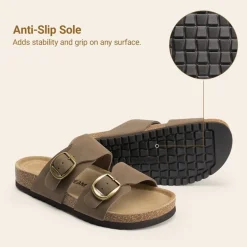 Women’s Leather Slip-On Sandals with Arch Support