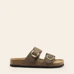 Women’s Leather Slip-On Sandals with Arch Support