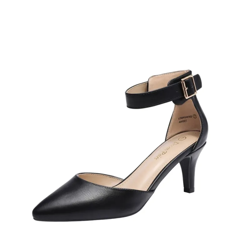 Women's Low Heel Ankle Strap Pumps