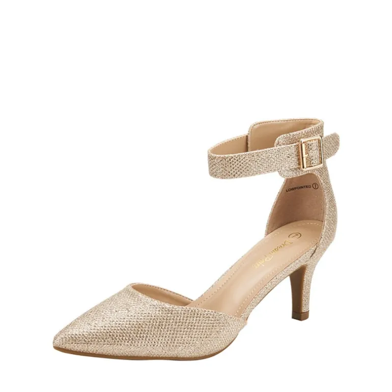 Women's Low Heel Ankle Strap Pumps