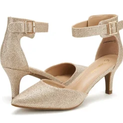Women's Low Heel Ankle Strap Pumps
