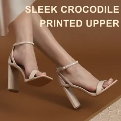 Women's Open Toe Chunky High Heel Sandals
