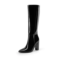 Women’s Pointed-Toe Chunky Heel Knee-high Boots