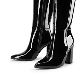 Women’s Pointed-Toe Chunky Heel Knee-high Boots