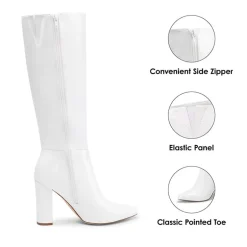Women’s Pointed-Toe Chunky Heel Knee-high Boots