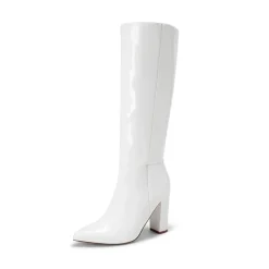 Women’s Pointed-Toe Chunky Heel Knee-high Boots