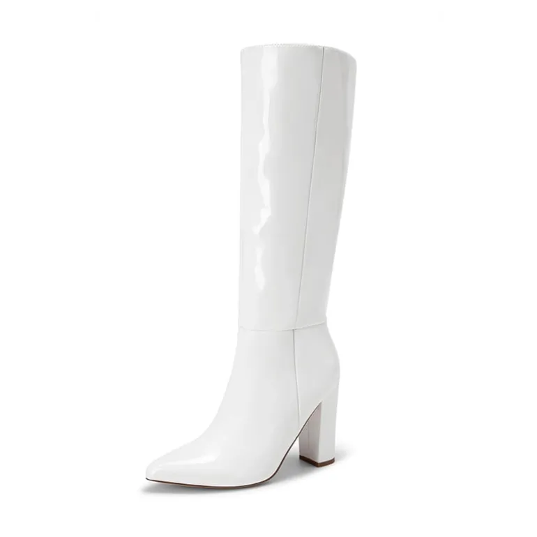 Women’s Pointed-Toe Chunky Heel Knee-high Boots