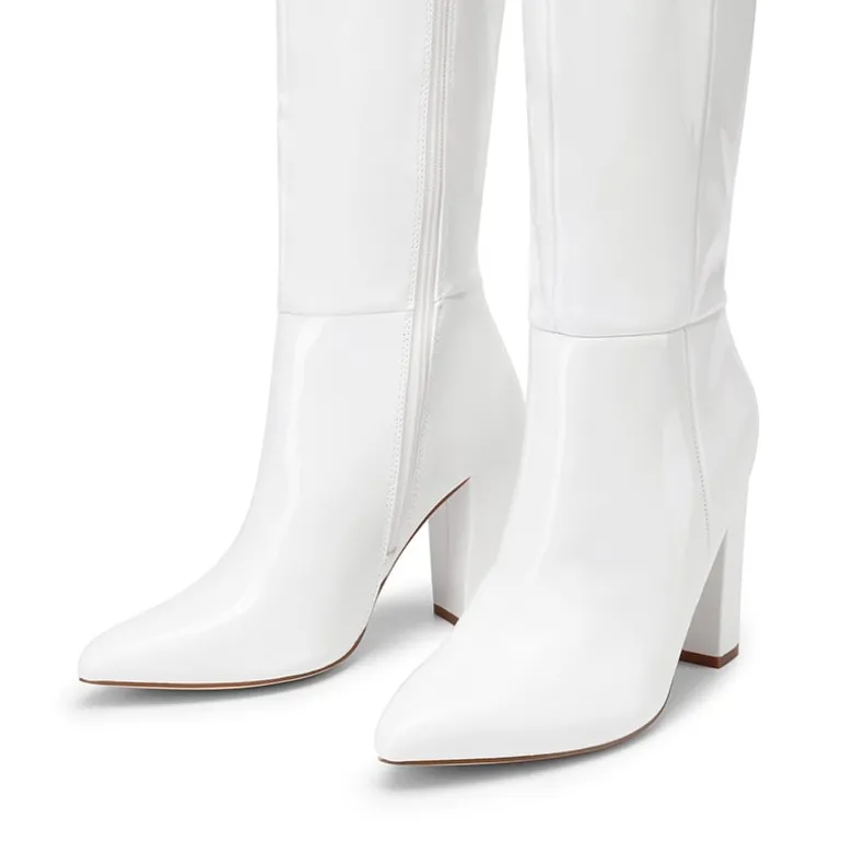 Women’s Pointed-Toe Chunky Heel Knee-high Boots