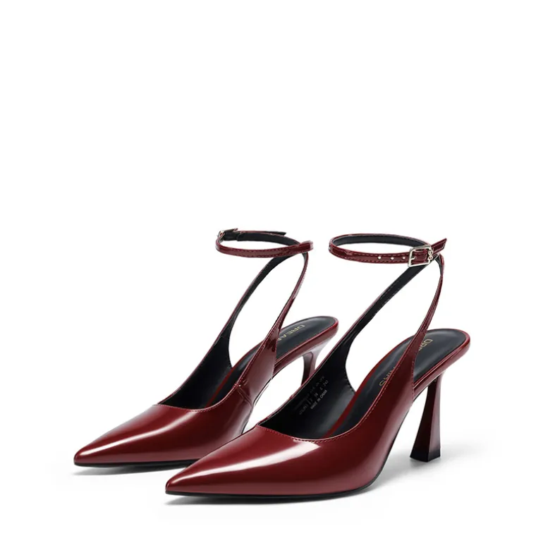 Women’s Pointed Toe Slingback Pumps with Buckle Strap
