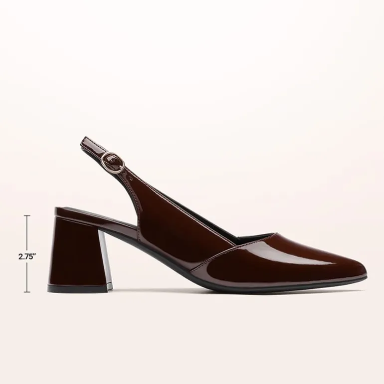 Women's Pointed Toe Slingback Block Heel Pumps