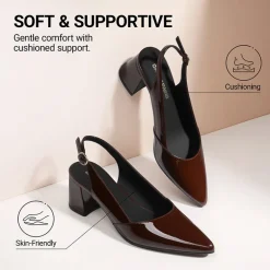 Women's Pointed Toe Slingback Block Heel Pumps