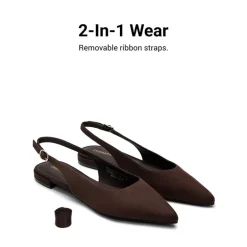Women's Pointed-Toe Slingback Flats with DIY Ribbon
